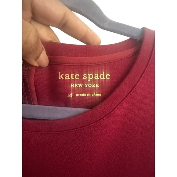Kate Spade Women's XL Red Fit & Flare Dress Bell Sleeve Color Block Hem Elegant - Picture 5 of 13